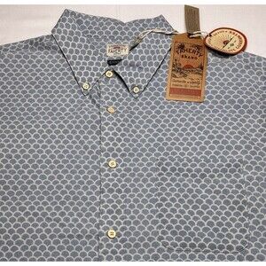 Faherty Playa Shirt Blue Fish Scale Print Short Sleeve Mens Size XL NWT New